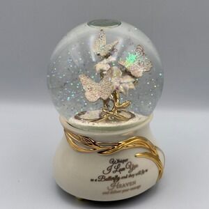 Bradford Exchange Message To Heaven Musical Glitter Globe Butterfly Always in..